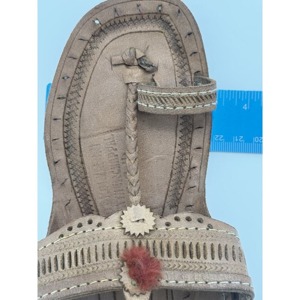 Handmade Leather Kolhapuri Sandals Women Ethnic Indian Flat Boho Slipper Sz 9 - Picture 10 of 14